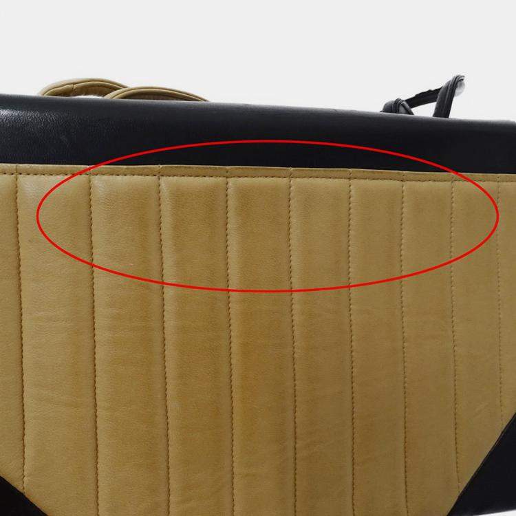 Pre Owned Chanel Mademoiselle Shoulder Bag In Black And Beige Lambskin