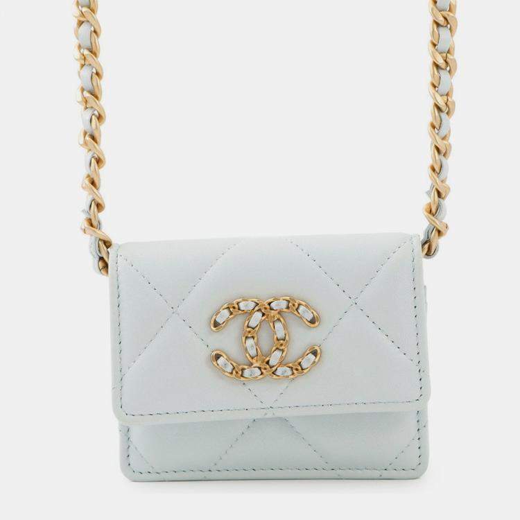 Pre Owned Chanel Chain Wallet 19 Coin Purse Lambskin