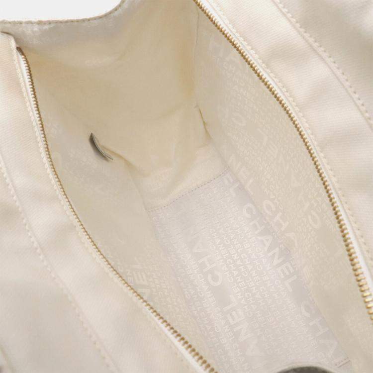 مملوكة مسبقًا Chanel Coco Mark Marshmallow Bag Tote Handbag Canvas Ivory White Black