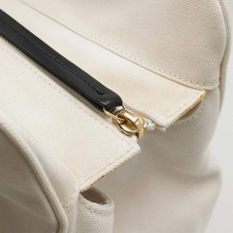 مملوكة مسبقًا Chanel Coco Mark Marshmallow Bag Tote Handbag Canvas Ivory White Black