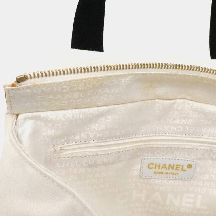 مملوكة مسبقًا Chanel Coco Mark Marshmallow Bag Tote Handbag Canvas Ivory White Black
