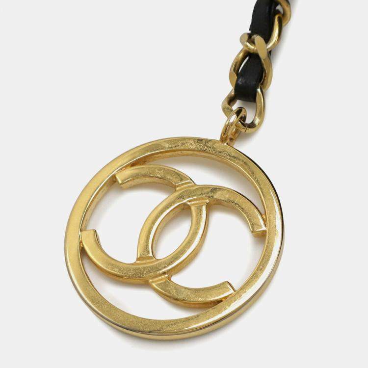 Pre Owned Chanel Coco Mark Tote Bag Shoulder Lambskin Leather Black