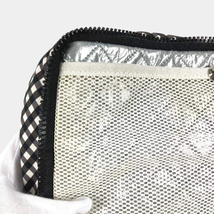 Pre Owned Chanel White Black Fabric Bag 
