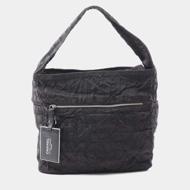 Pre Owned Chanel New Travel Line Tote Bag Nylon Black
