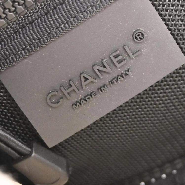 Pre Owned Chanel Black White Travel Line Crossbody Bag