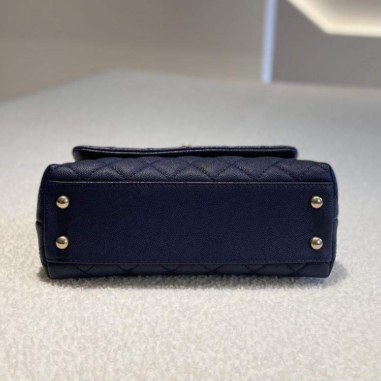 Pre Owned Chanel Coco Handle Small Blue Lizard Handle 24K Gold Hardware