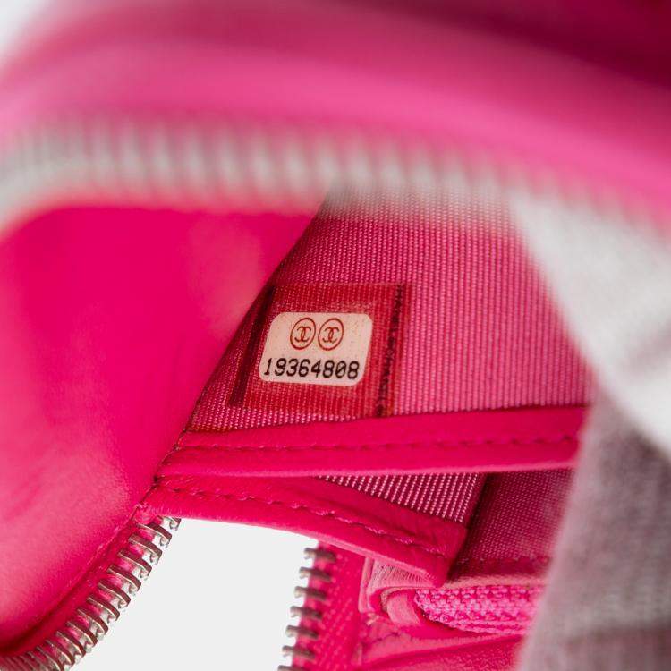 Pre Owned Chanel Pink Large Quilted Lambskin Zip Around Organizer Clutch