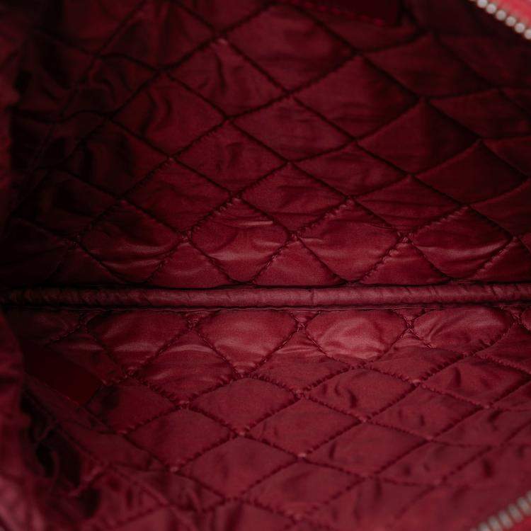 Pre Owned Chanel Red Small Crinkled Patent O Case Clutch