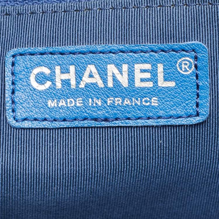 Pre Owned Chanel CC Classic Blue Quilted Leather Shopper Tote