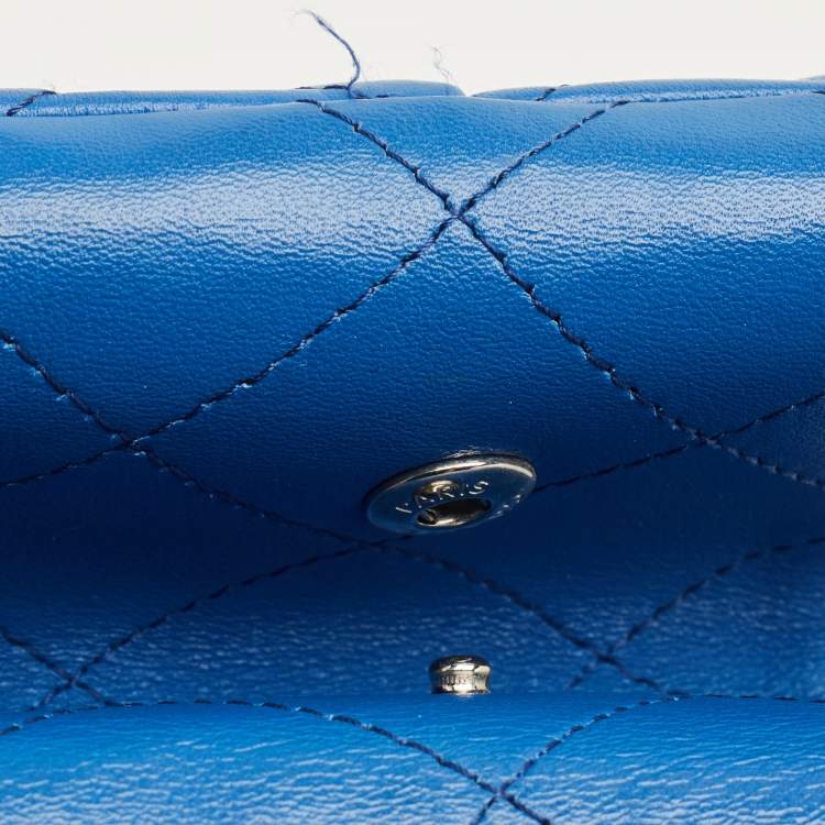 Pre Owned Chanel CC Classic Blue Quilted Leather Shopper Tote