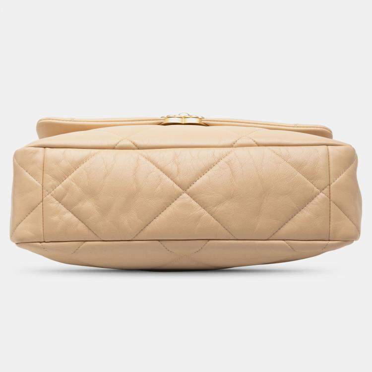 Pre Owned Chanel Brown Large Lambskin 19 Flap