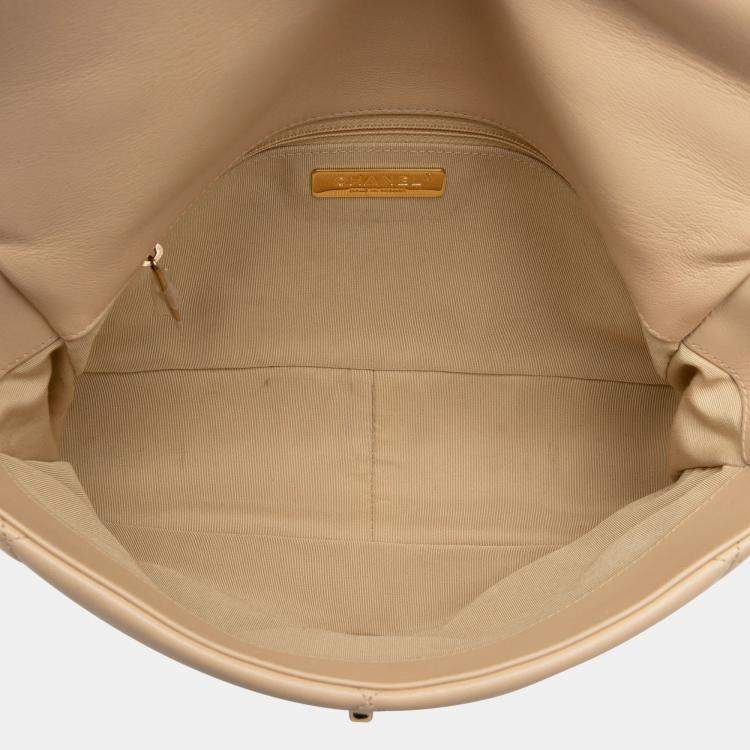 Pre Owned Chanel Brown Large Lambskin 19 Flap