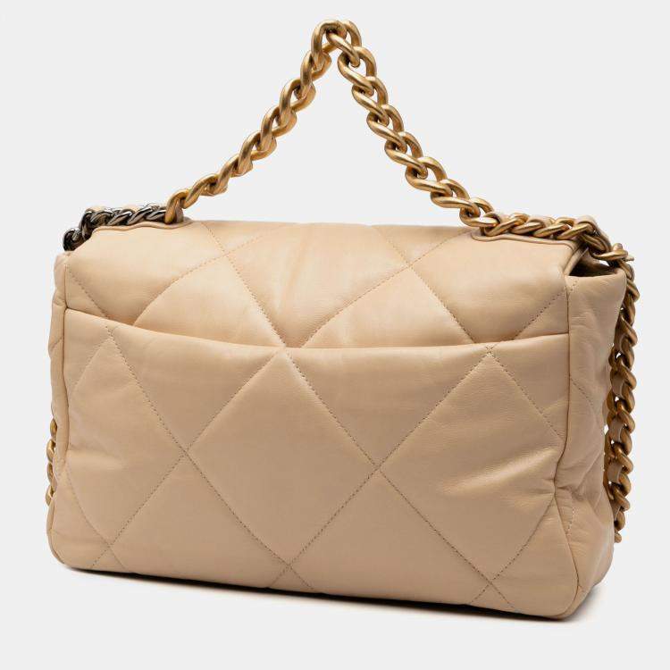 Pre Owned Chanel Brown Large Lambskin 19 Flap