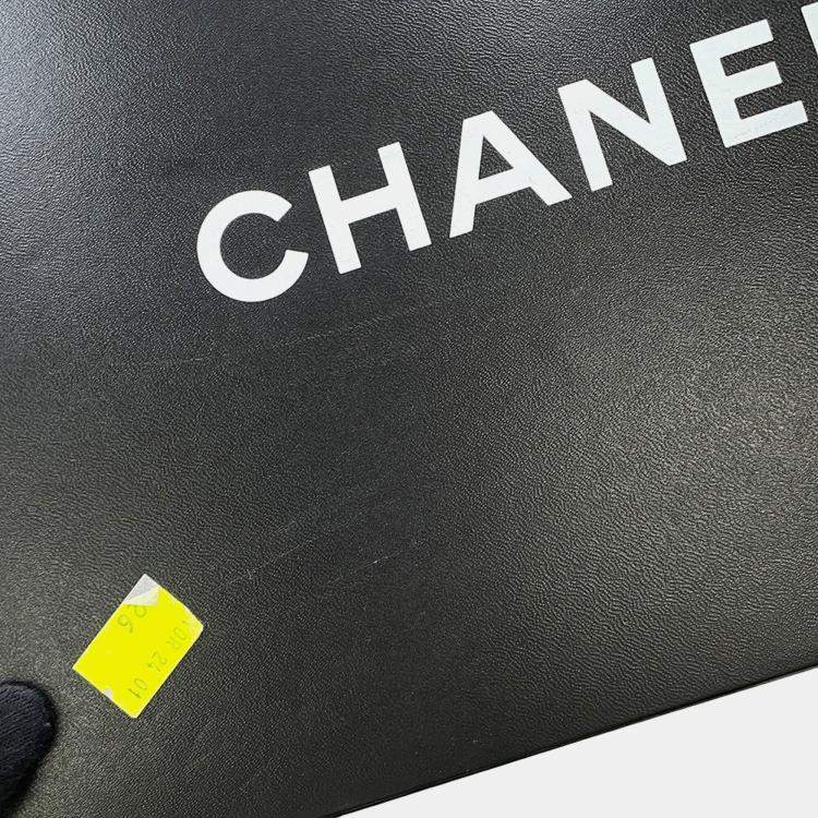 Pre Owned Chanel Matelasse Double Flap Chain Shoulder Coco Print Black Canvas Size 25