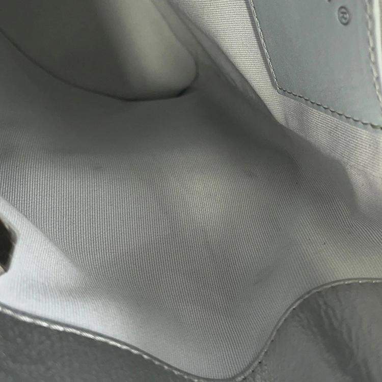 Pre Owned Chanel Backpack Silver Metalic Lambskin