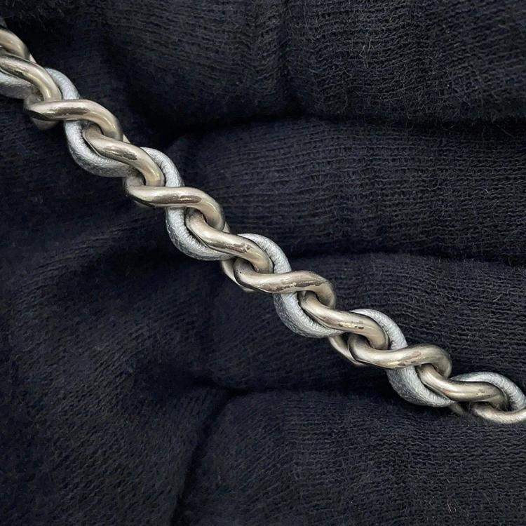 Pre Owned Chanel Backpack Silver Metalic Lambskin