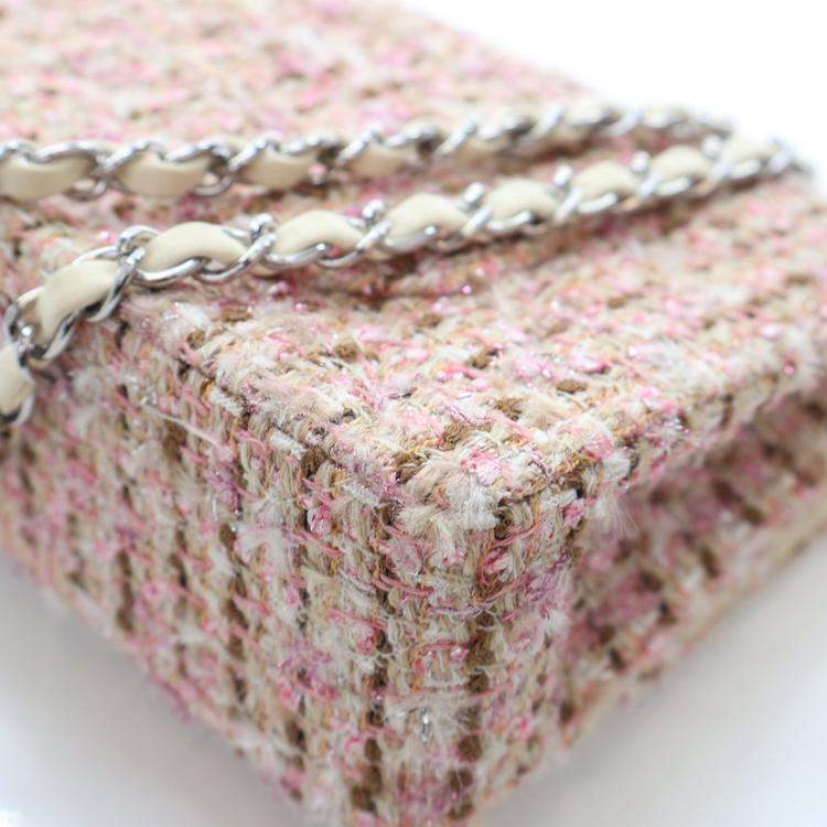 Pre Owned Chanel Vintage Medium Tweed Classic Flap Bag