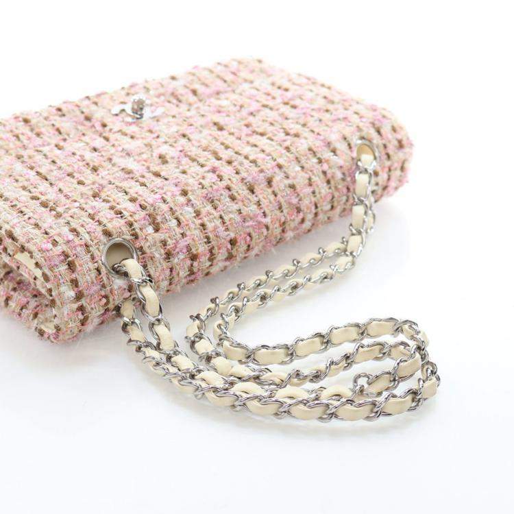 Pre Owned Chanel Vintage Medium Tweed Classic Flap Bag