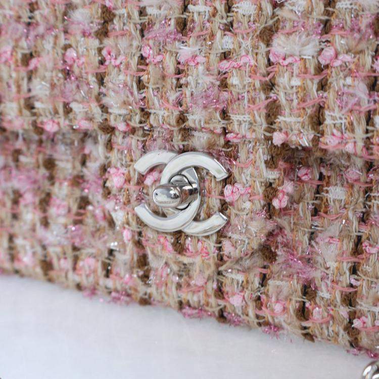 Pre Owned Chanel Vintage Medium Tweed Classic Flap Bag