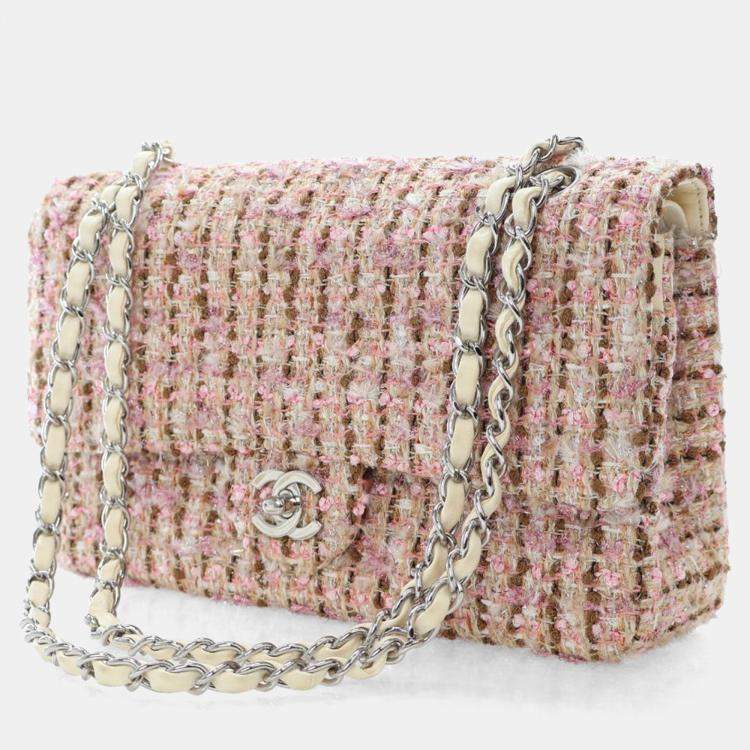 Pre Owned Chanel Vintage Medium Tweed Classic Flap Bag