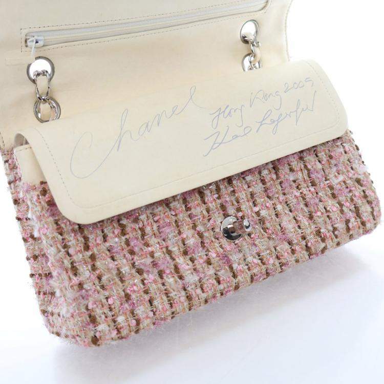 Pre Owned Chanel Vintage Medium Tweed Classic Flap Bag