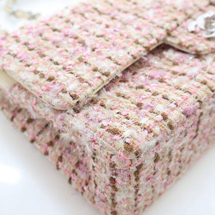 Pre Owned Chanel Vintage Medium Tweed Classic Flap Bag