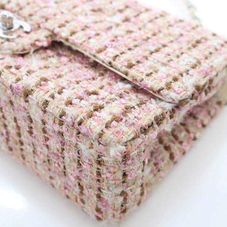 Pre Owned Chanel Vintage Medium Tweed Classic Flap Bag