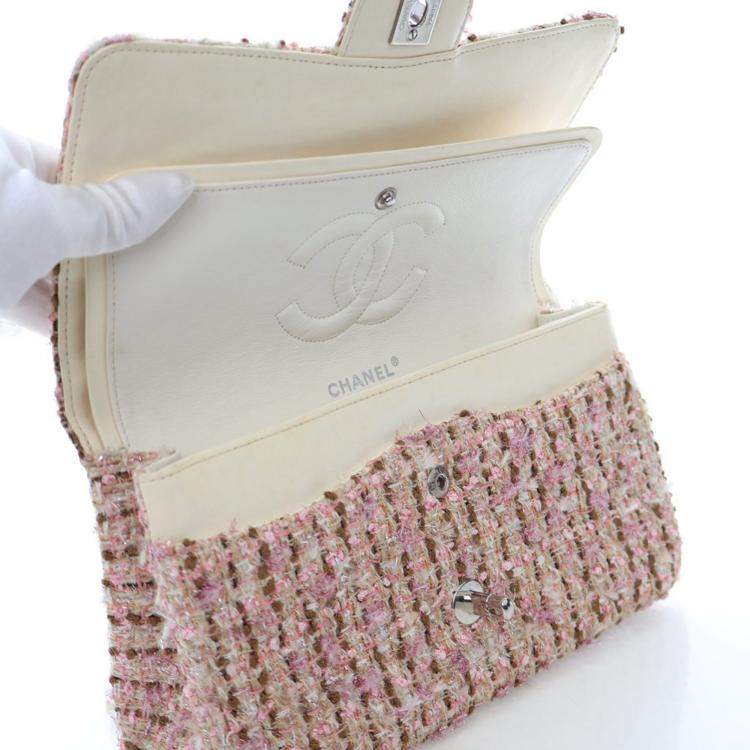 Pre Owned Chanel Vintage Medium Tweed Classic Flap Bag