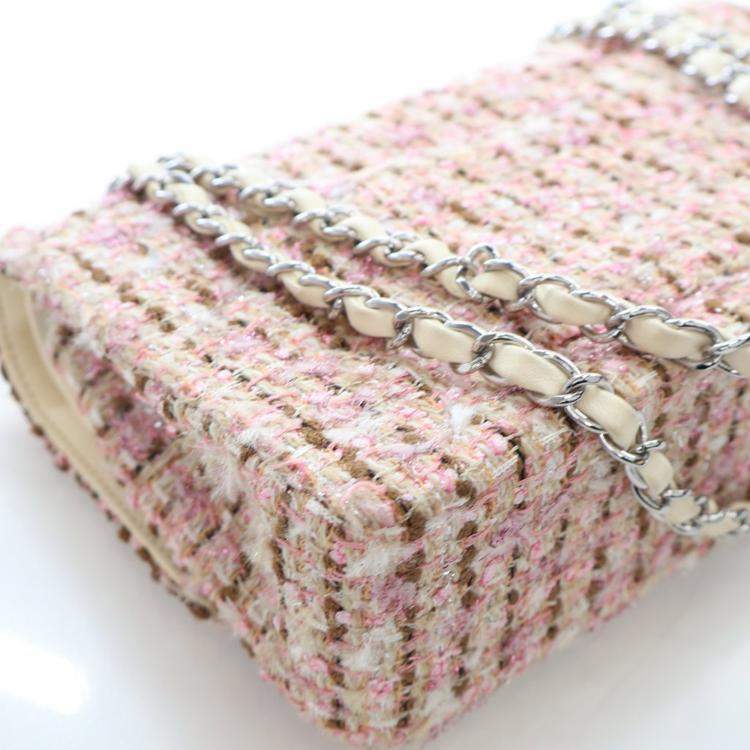 Pre Owned Chanel Vintage Medium Tweed Classic Flap Bag