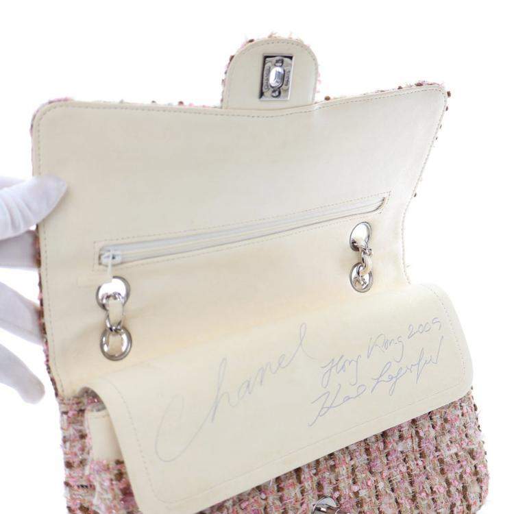 Pre Owned Chanel Vintage Medium Tweed Classic Flap Bag