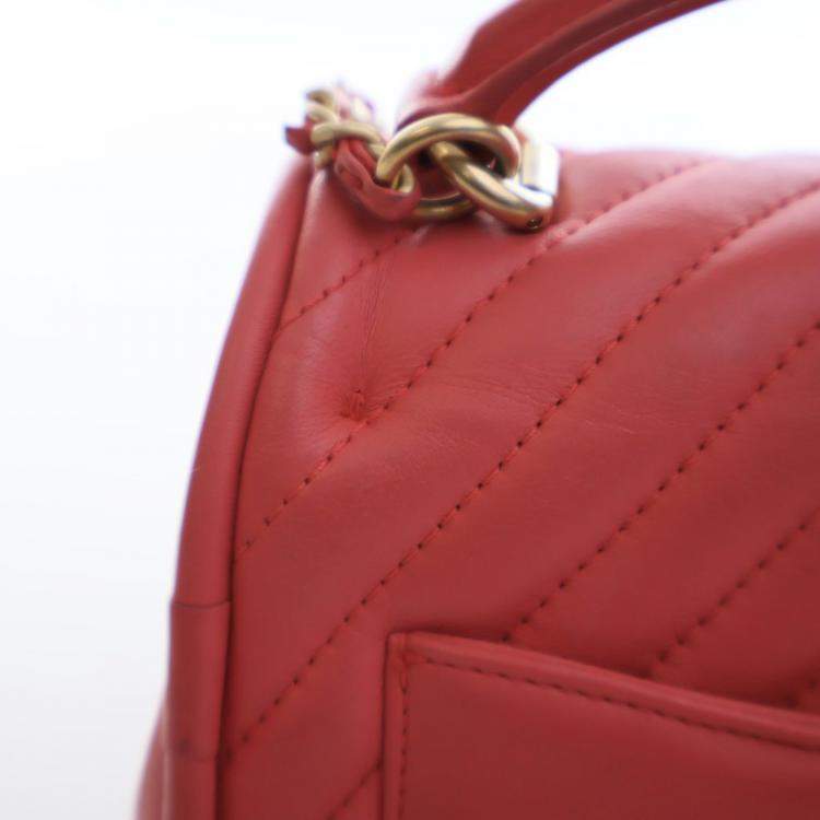 Pre Owned Chanel Mini Lambskin Reversed Round Flap Bag