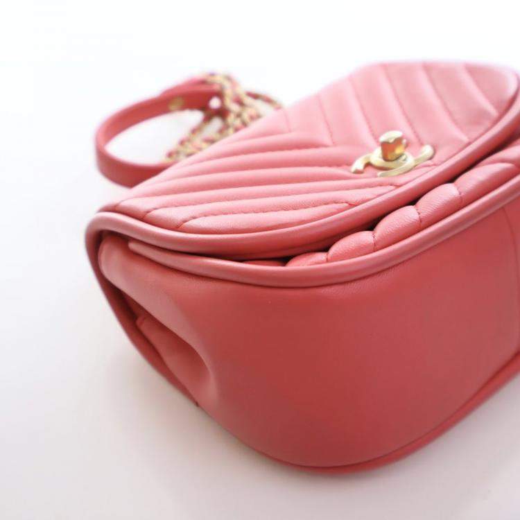 Pre Owned Chanel Mini Lambskin Reversed Round Flap Bag