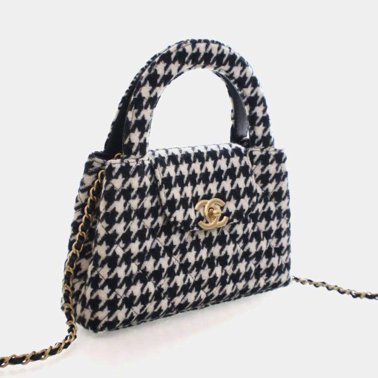 Pre Owned Chanel Nano Mixed Fibers Kelly Shopper