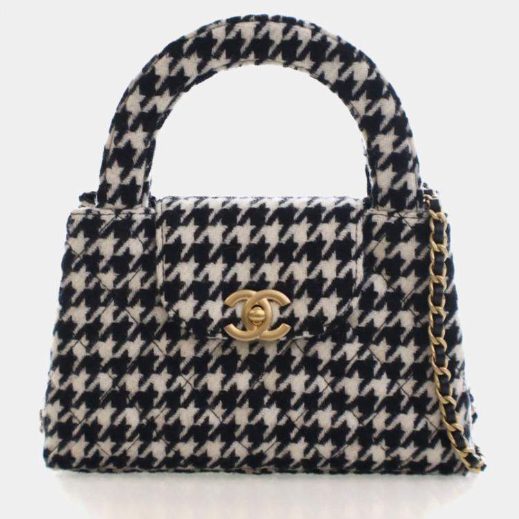 Pre Owned Chanel Nano Mixed Fibers Kelly Shopper