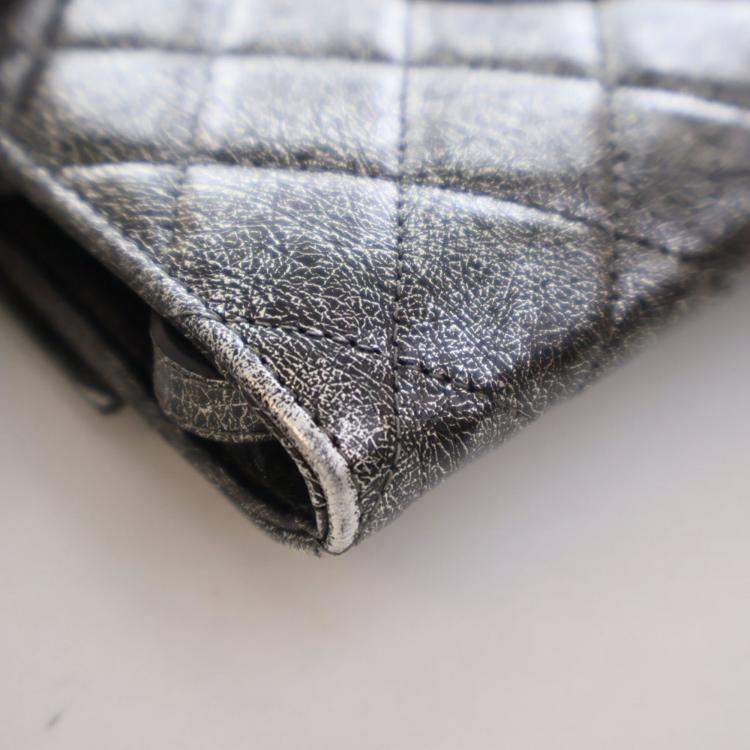 Pre Owned Chanel Cracked Metallic Calfskin Zip Away Chain Clutch