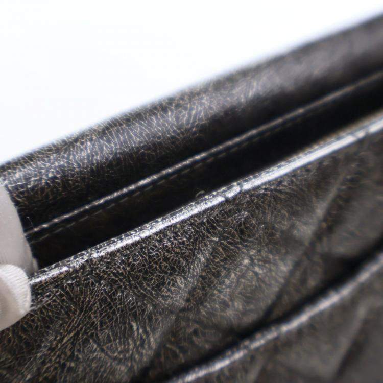 Pre Owned Chanel Cracked Metallic Calfskin Zip Away Chain Clutch