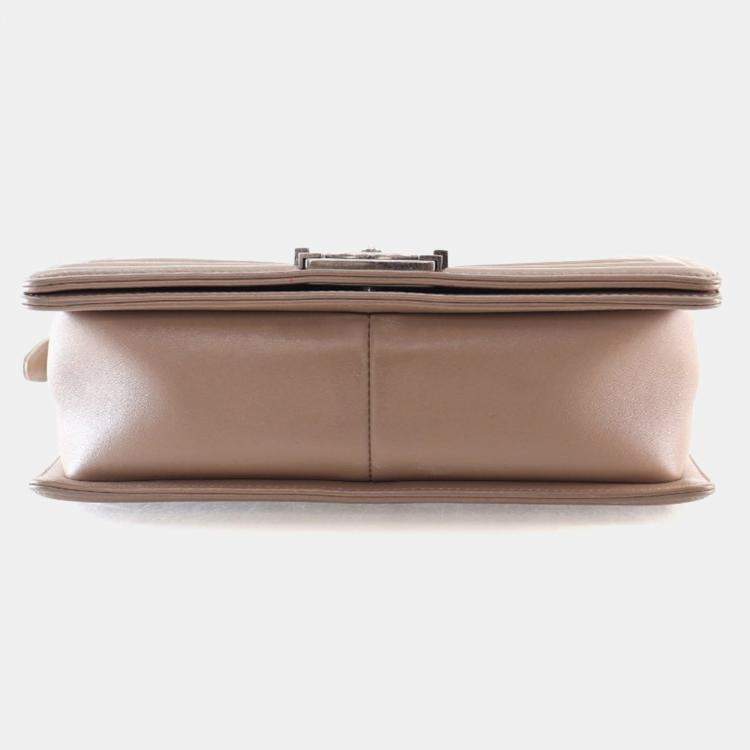 Pre Owned Chanel Medium Calfskin Chevron Boy Flap Bag