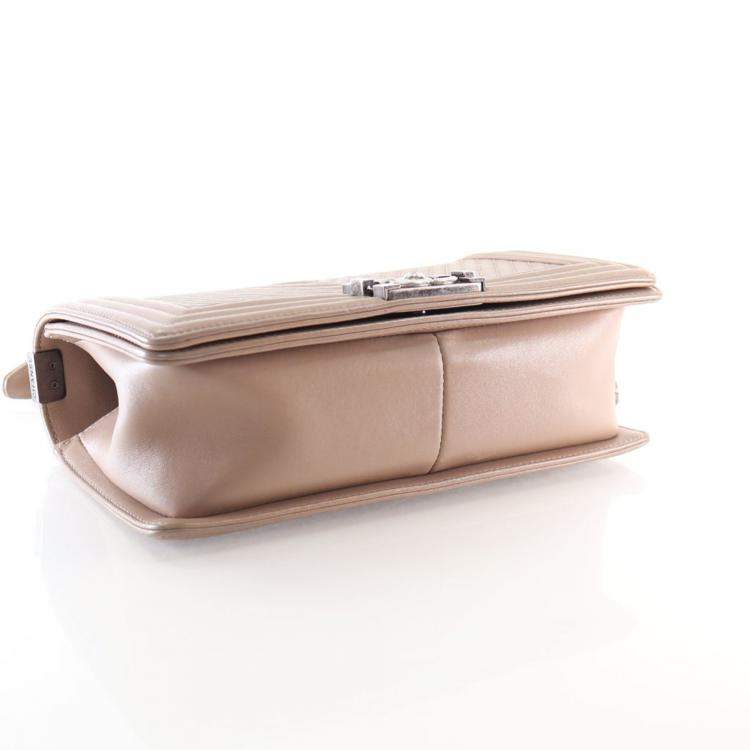 Pre Owned Chanel Medium Calfskin Chevron Boy Flap Bag