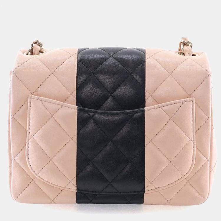 Pre Owned Chanel Mini Lambskin Square Classic Flap Bag