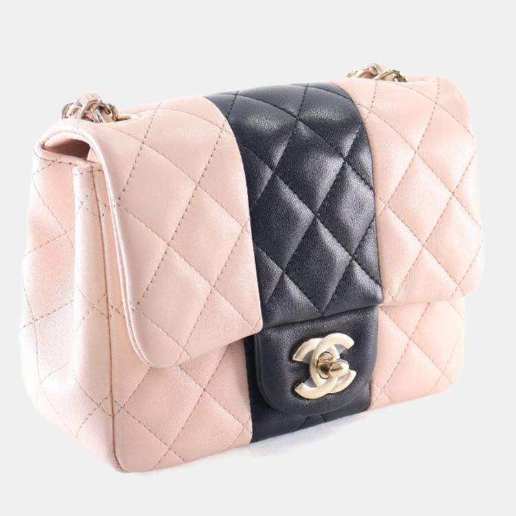 Pre Owned Chanel Mini Lambskin Square Classic Flap Bag