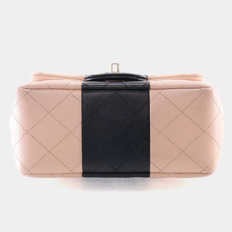 Pre Owned Chanel Mini Lambskin Square Classic Flap Bag