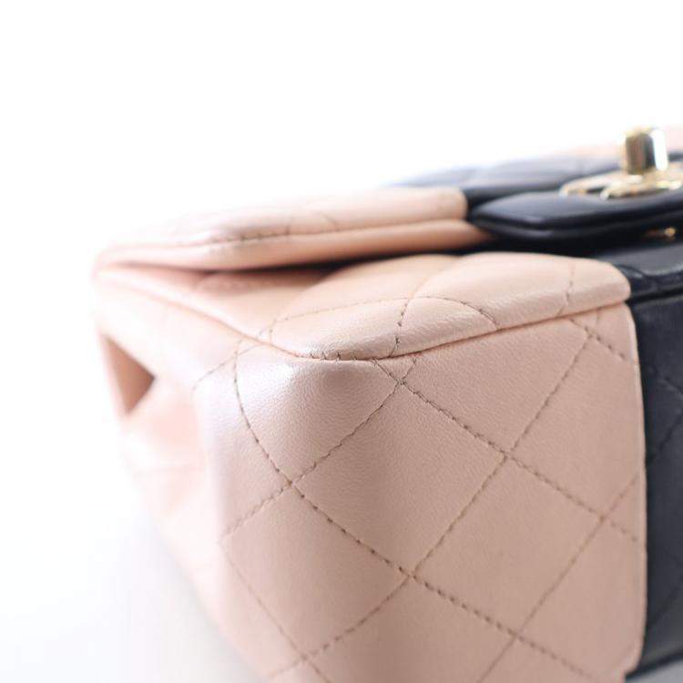 Pre Owned Chanel Mini Lambskin Square Classic Flap Bag