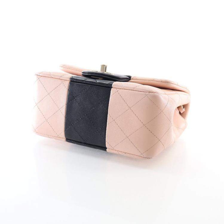 Pre Owned Chanel Mini Lambskin Square Classic Flap Bag