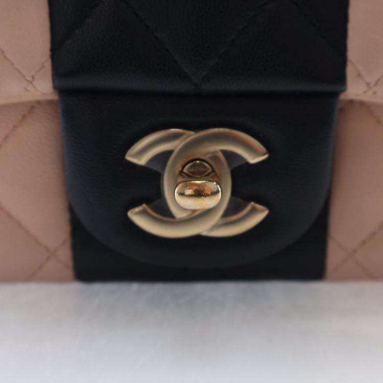 Pre Owned Chanel Mini Lambskin Square Classic Flap Bag
