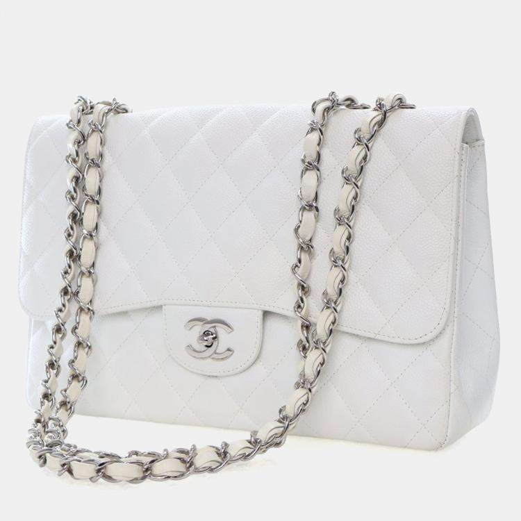Pre Owned Chanel Jumbo Caviar Classic Single Flap Bag