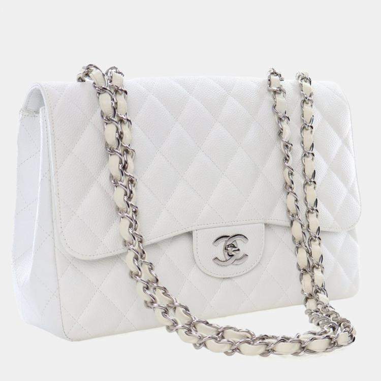 Pre Owned Chanel Jumbo Caviar Classic Single Flap Bag