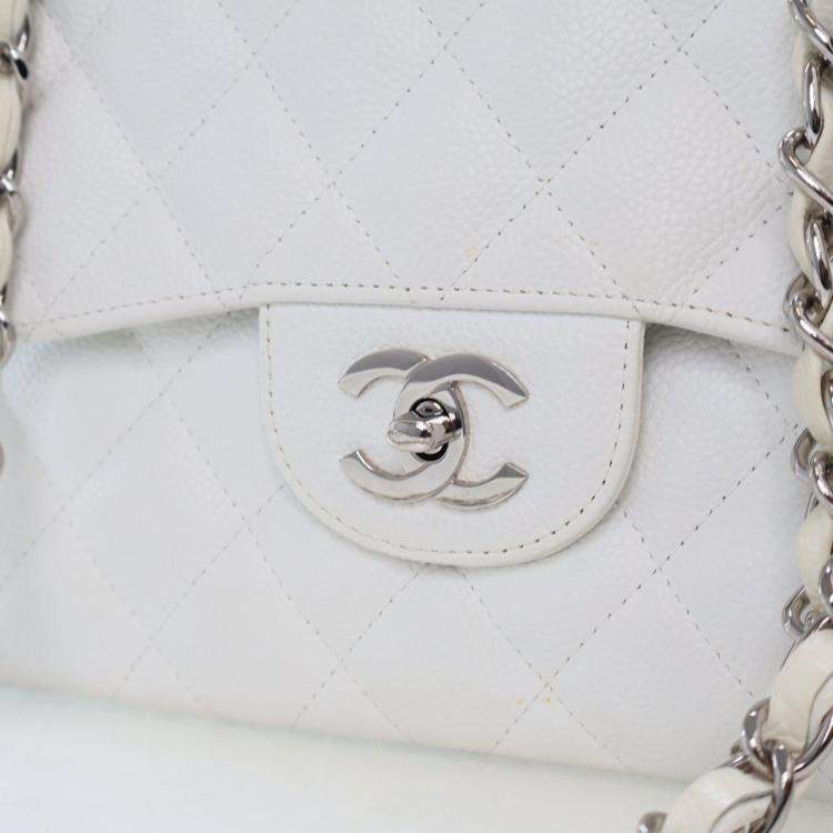 Pre Owned Chanel Jumbo Caviar Classic Single Flap Bag