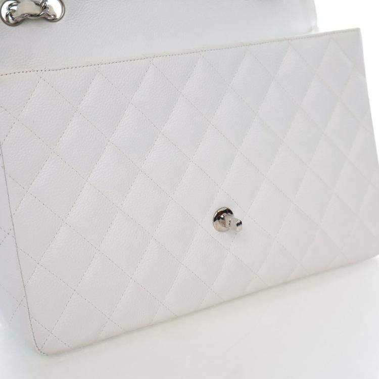Pre Owned Chanel Jumbo Caviar Classic Single Flap Bag