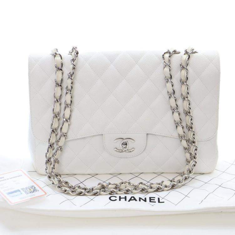 Pre Owned Chanel Jumbo Caviar Classic Single Flap Bag