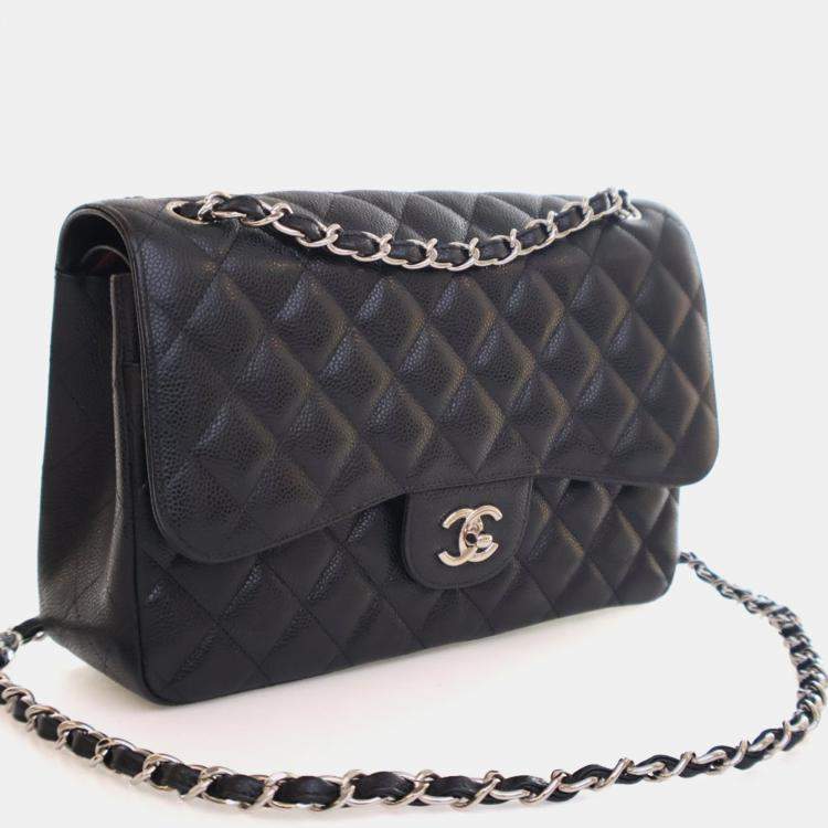 Pre Owned Chanel Jumbo Caviar Classic DoubleFlap Bag